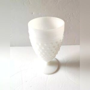 Vintage White Milk Glass Hobnail and Ladder Stem Goblet